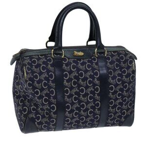 CELINE C Macadam Canvas Hand Bag Navy Auth
